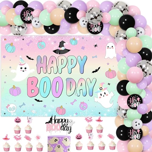 Halloween Happy Boo Day Girls Birthday Decorations - Pastel Ballo...