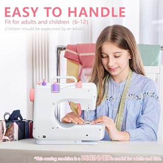 Compact Sewing Machine for Beginners – 12 Stitch Settings, Adjustable Speed Pedal, LED Light, and 32 Thread Colors for Home Projects and Alterations
