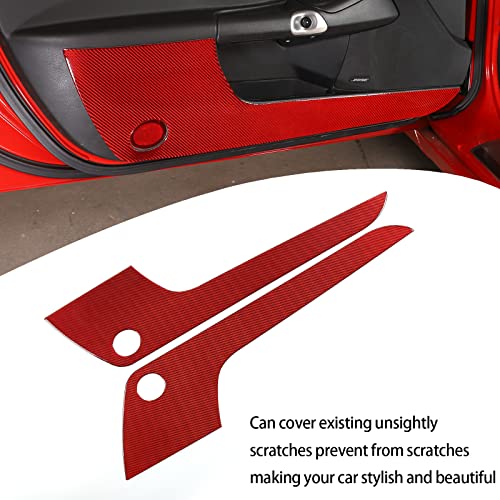 Lcojicep Car Door Anti Kick Panel Trim Sticker Compatible With Corvette C6 Z06 Zr1 2005-2013 Z06 Zr1, Inner Door Real Carbon Fiber Anti Kick Decorative Panel Protection Accessories, 2Pcs (Red) #TOP1