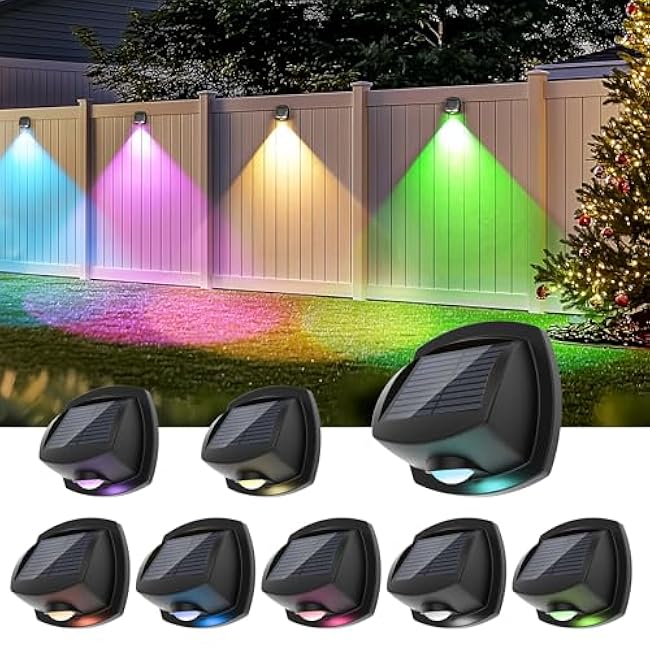Solar Fence Lights Solar Wall Lights Multicolor RGB 8 Pack