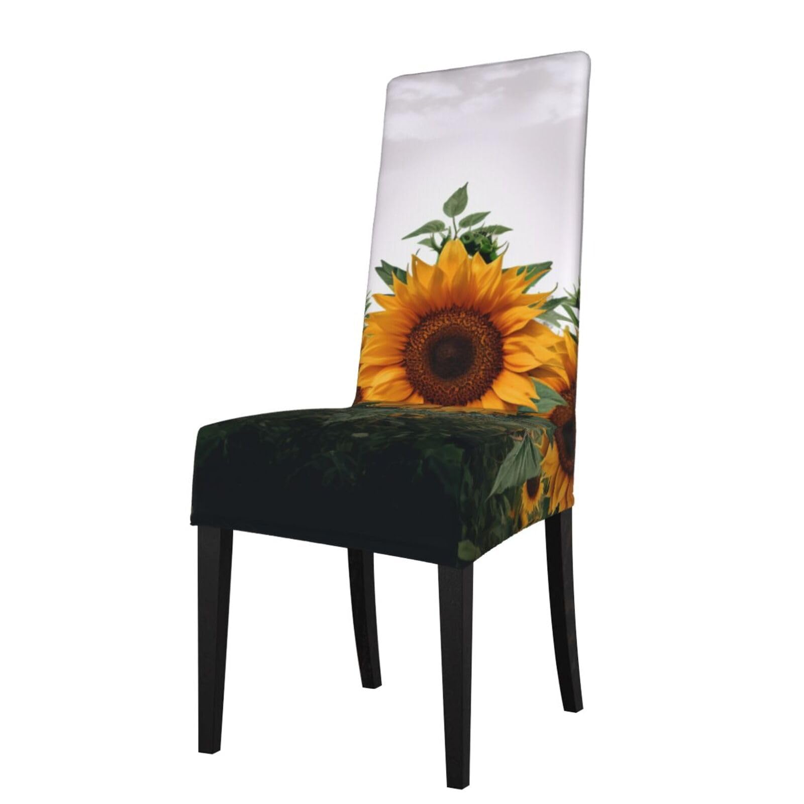 WPKJU Sunflowers Print Dining Chair Covers Removable Chair Seat Covers Decorative for Kitchen & Bar Stools