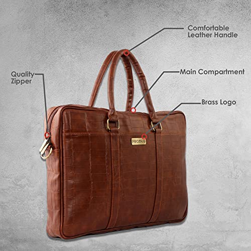 Image of Probus 13-Inch / 14 Inch / 15.6 Inch Vegan Leather Laptop Messenger Bag Sleeve Case Cover for MacBook Office Executive