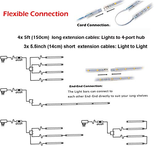 Set Of 4 Led Light Bar Kit For Display Cabinet -White #TOP4