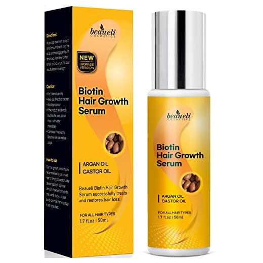 Biotin Hair Growth Serum with Castor Oil, Argan Oil - Hair Loss Prevention Treatment with Hair Regrowth Formula for Women by Beaueli