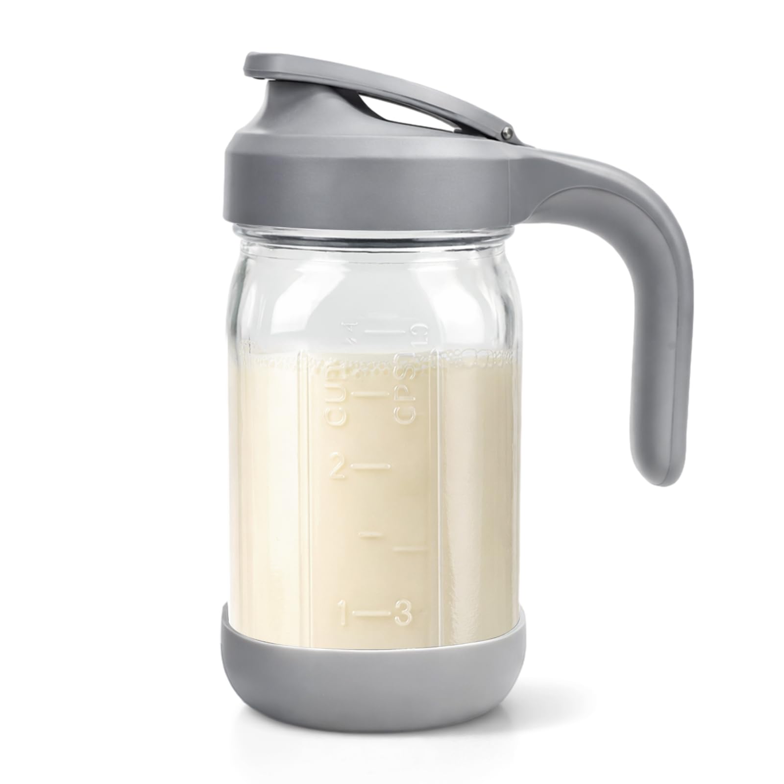 Sursip 32oz Glass Mason Jar Pitcher with Lid and Handle