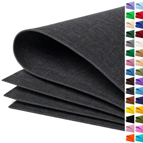 Image of Charcoal Gray Large Felt Fabric 36 inch x 36 inch (1 Square Yard), 1mm Stiff Felt Sheet, Nonwoven Fabric for Crafts, DIY Projects, Art, Sewing, Lining & Decorations