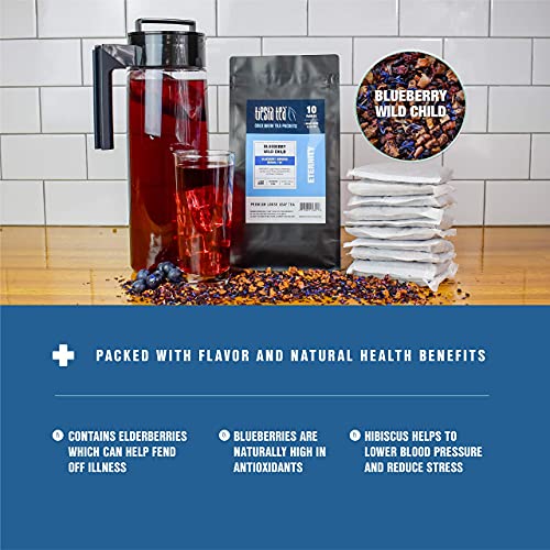 Tiesta Tea - Blueberry Hibiscus Cold Brew Herbal Tea, Blueberry Wild Child, 10 Cold Brew Tea Packets, Brews 1 Family-Sized Pitcher Each, All Natural, No Caffeine #TOP1