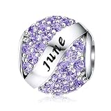 JIAYIQI June Birthstone Charms for Pandora Charms Bracelet- 925 Sterling Silver Bead Openwork Charms