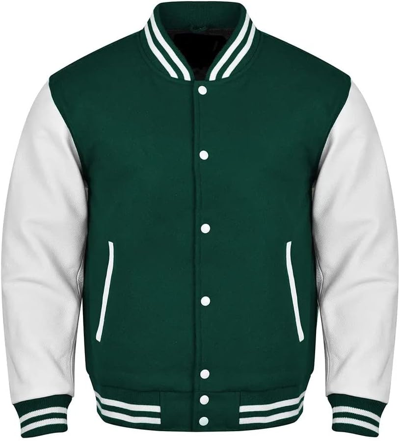 RIZING STAR Bomber Varsity Jacket Letterman Baseball Jacket School College Wool Body and Cowhide Leather Sleeves XS - 4XL