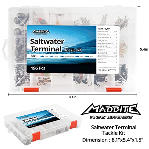 Image of MadBite Professional Freshwater Terminal Tackle Kits, 181 /214pcs Fishing Tackle with Tackle Box
