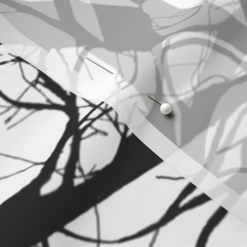 Spoonflower Fabric - Fashion Black & White Large Birds Trees Branches Spooky Goth Halloween Printed on Chiffon Fabric by The Yard - Sewing Fashion Apparel Dresses Home Decor