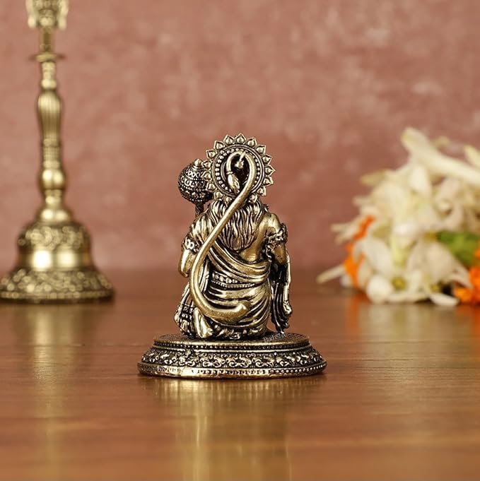 Image of Brass Panchmukhi Hanuman Statue Intricate Detailing Small Five-Faced BajrangBali Idol for Car Dashboard & Home Decor Pack of 1 (2.5 inch Hanuman)