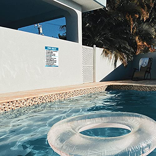 Corrugated Plastic Pool Safety Signs 12" X 18" Inches Pool Rules Rust Free, Weather/Fade Resistant, Easy Mounting, Indoor/Outdoor Use For Swimming Pools (Pool Sign) #TOP5