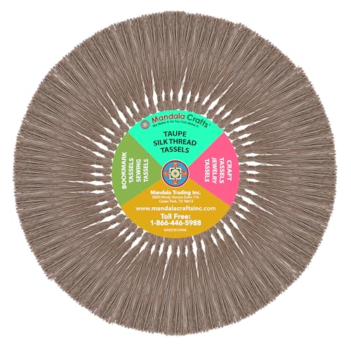 Image of Mandala Crafts Small Taupe Bookmark Tassels - 100 Bulk Silky Mini Craft Tassels with Loops for Bookmarks, Jewelry Making, Graduation Decorations, and Keychains