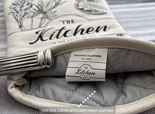 4-teiliges Set,2 Lang Ofenhandschuh, 2 Topflappen,Beige – Bild 4