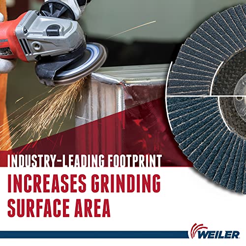 Image of Weiler 50804 Big Cat High Density Abrasive Flap Disc, Type 27, Round Hole, Phenolic Backing, Zirconia Alumina, 4-1 /2 inch Dia., 60 Grit
