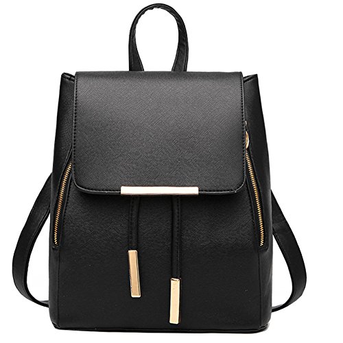 Geek-M Donna Zaino Vintage Pelle Scolastico Zaino Casual Rucksack (Nero)