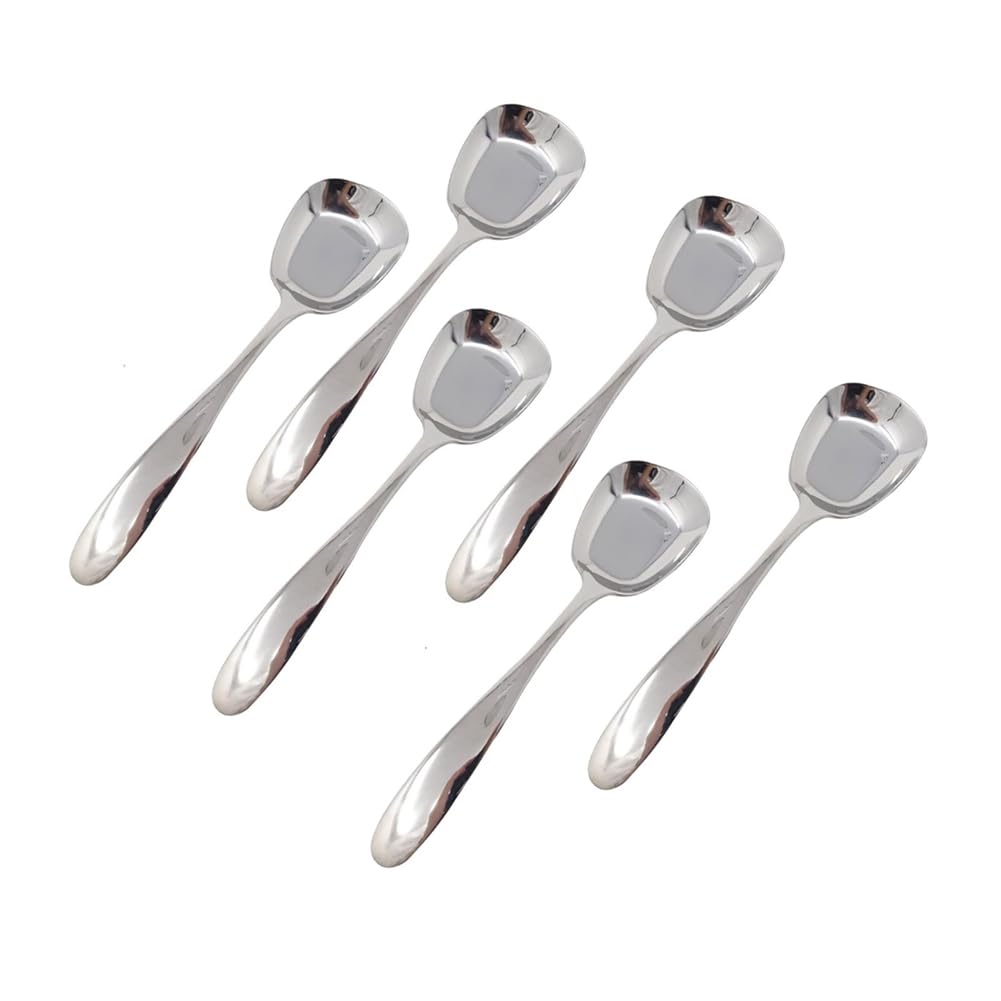 CTRLZS 6PCS SquareHead Stainless Steel Spoons,Head Ice Cream Spoons, Arithmeticn Spoons, Rice Spoons, Soup Spoons