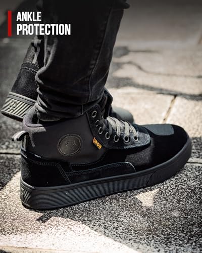 Image of RIDEIRON Motorcycle Shoes for Men, CE Certified, Thickened Anti-Slip Sole, Breathable Casual Motorcycle Riding Boots with Ankle Support, Shift Pad (Black /13 Men)