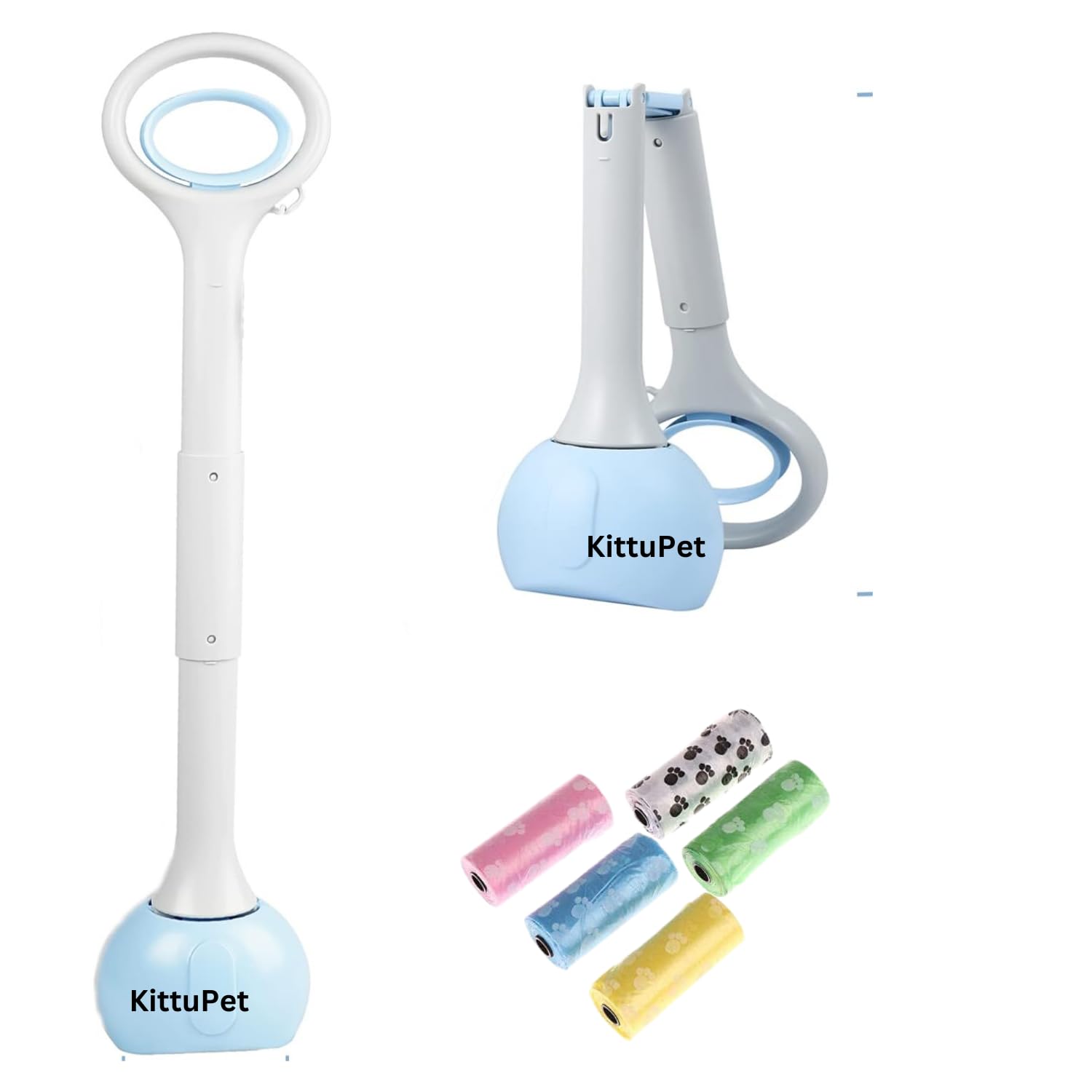KittuPet Portable Poop Scooper with Waste Bags | Durable 28-inch Long Handle Poop Pickup Too (B0CKBY9338) Amazon Price History, Amazon Price Tracker