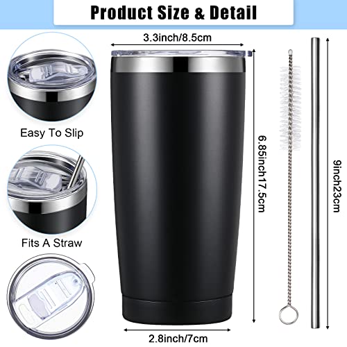 Eaasty-25-Pack-Insulated-Travel-Tumbler-with-Straw-and-Lids-20-oz-Stainless-Steel-Vacuum-Tumbler-Cups-Powder-Coated-Coffee-Mug-for-Cold-and-Hot-Drinks-Black