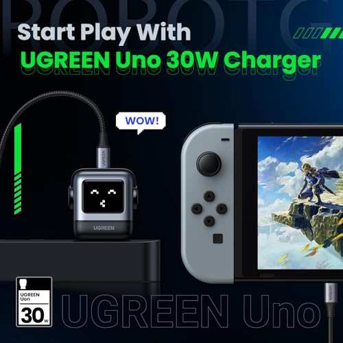 UGREEN Uno 30W USB C Charger Block, Compact Robot GaN Fast Charger for iPhone 17, Gifts for Women Men, Compatible with iPhone 17/16/15, Galaxy S26/S25/S24, Pixel 10/9/8, iPad, MacBook Neo/Air, Black by UGREEN - Image 2