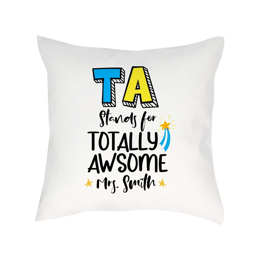 Personalised TA Stands For Totally Awesome, Teaching Assistant Gift, Sofa decor Home Décor, Satin Throw Pillow/Cushion. (Satin Cushion Cover)