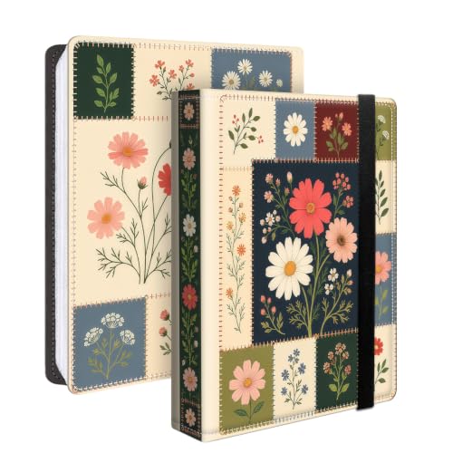 Image of Photo Album 4x6 120 Pockets Patchwork Wildflower | 120 clear 4x6 photo pockets, strong elastic band, compact album, family travel wedding use, patchwork wildflower cover