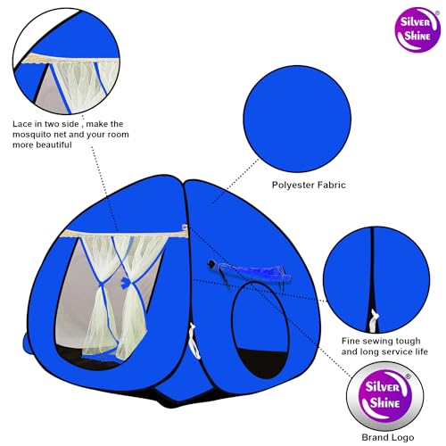 Image of Foldable Play Tent House Big SizelPop-Up Indoor & Outdoor Playhouse for Girls Boys| Multi Purpose Tent House for Kids Boys 3 to 10 Years with Fun Patterns Easy Setup & Portable (Blue)