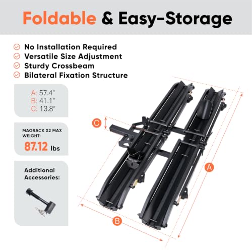 Image of CRAVOT Ebike Racks for 2 Bikes Tow Hitch, Tire Clamp Rack Bike Carrier | Heavy-Duty Haul Ebike Rack with 2 Tray Arms Lock, 200lbs Capacity Fits Fat Tire Bicycle, for Car, SUV with 2 inch Receiver