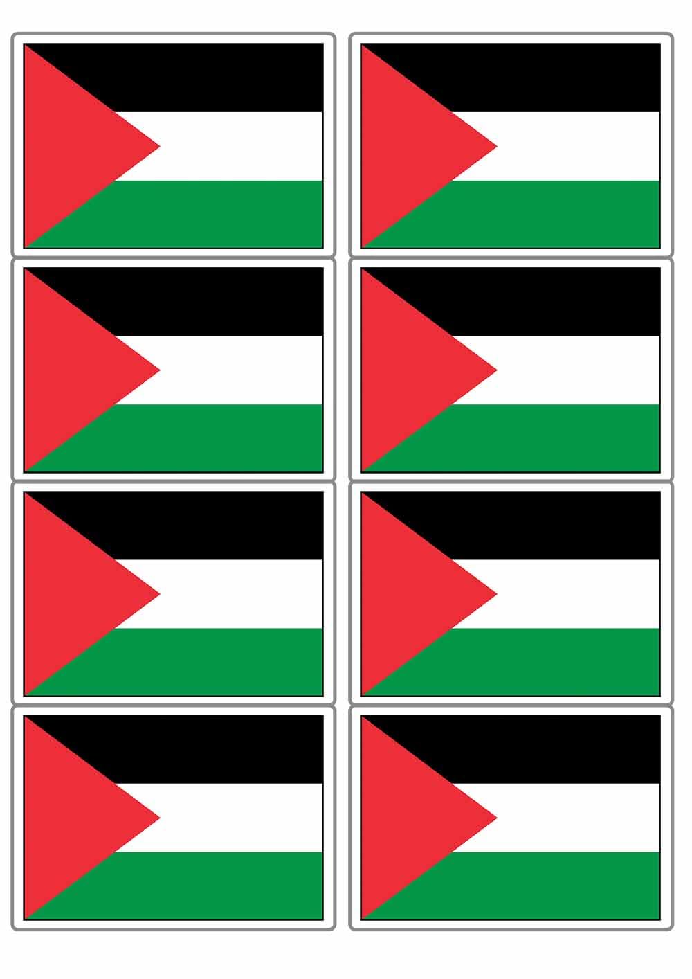 Palestine Palestinian National Flag Rectangular Matt Paper Stickers A4 Sheet of 8 (Each Sticker is 99mm x 68mm) (Rectangular)