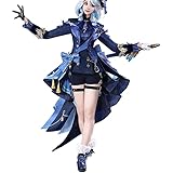 KIRA KIRA Furina Cosplay Costumes Doki SR Game Genshin Impact Fontaine Dark Furina Focalors Cosplay Costume with Hat (Furina Black Ver, M)