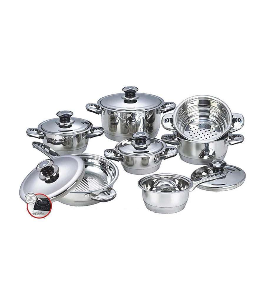 Bavaria Blumenthal Set di Pentole in Acciaio Inox, 12 Pezzi, con Coperchi e Vaporiera