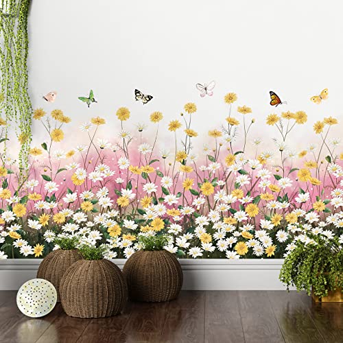 2 láminas de vinilos decorativos flores margaritas amarillas miniatura 1