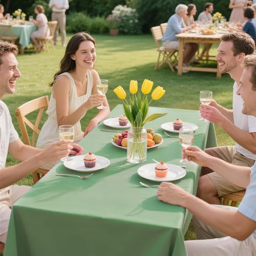 Image of Childom 3 Pack Sage Green Tablecloths,54 inchx108 inch Plastic Table Cloth Disposable for Rectangle Tables,Sage Green Table Cover for Dinner Outdoor Picnic Birthday Bridal Wedding Baby Shower Party Decoration