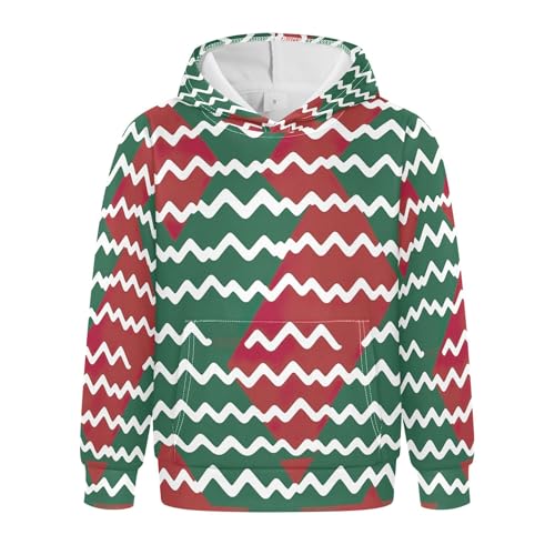 Kids Hoodies Sweaters Christmas Xmas Trees Hooded Sweatshirts with Big Pockets for Boys Girls B0400308