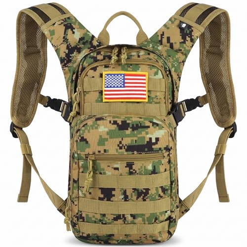Zavothy Camo Hydration Backpack with 2L Water Bladder Tactical Molle Water Backpack for Men Women Hydration Pack for Hiking Running Climbing