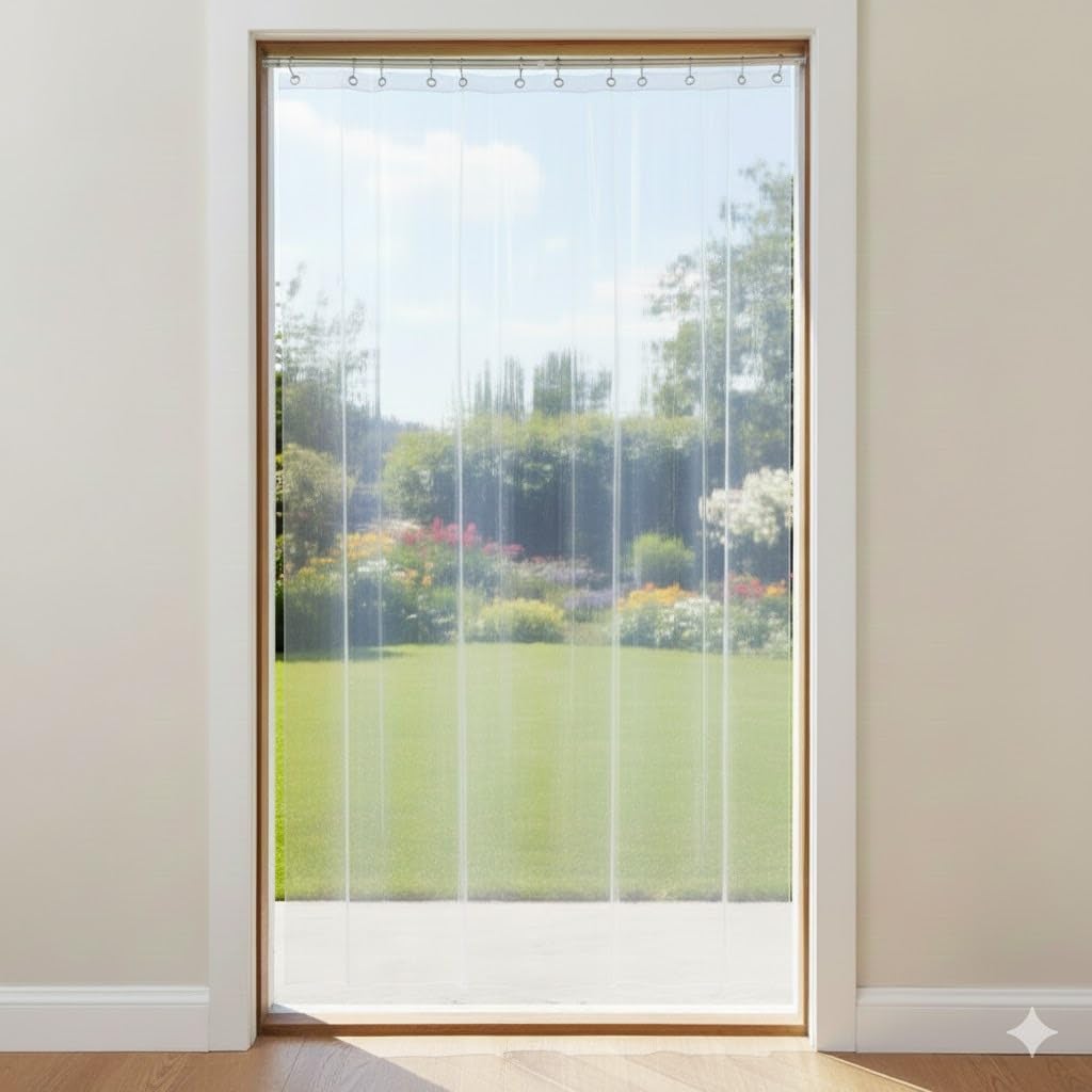 CASA-NEST AC Curtain,Size=4.5 ft Wide x 7 ft Long,Transparent AC001,0.15 mm Thick Curtain001