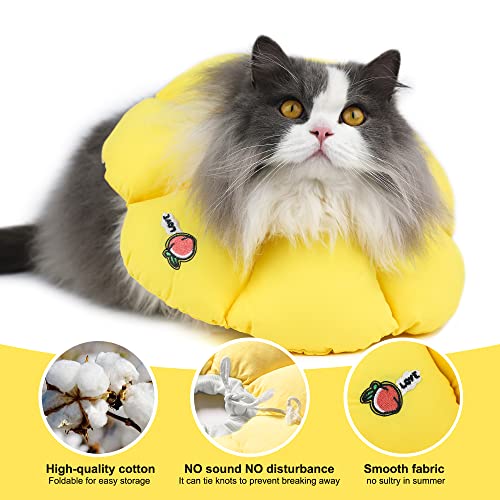Image of HiDREAM Cat Cone Collar,Cute Waterproof Elizabethan e Collar for Cats,Anti-Bite Lick Wound Healing Safety Cat Recovery Collar,Yellow Flower All-Season Style