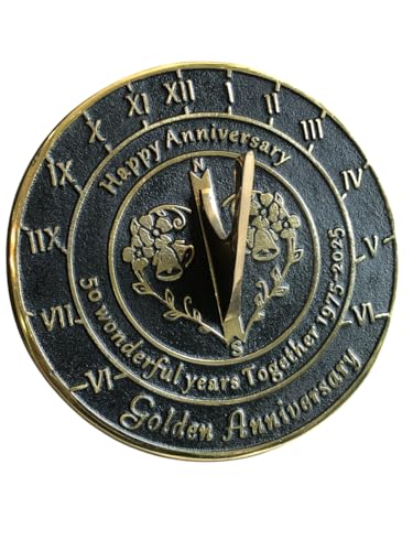 NauticalMart 50th Golden Wedding Anniversary Unique Marriage Present for Parents, Grandparents, Friends, Husband or Wife, Couples, Him & Her Wedding Anniversary Sundial Gift 2025 (50th Anniversary)