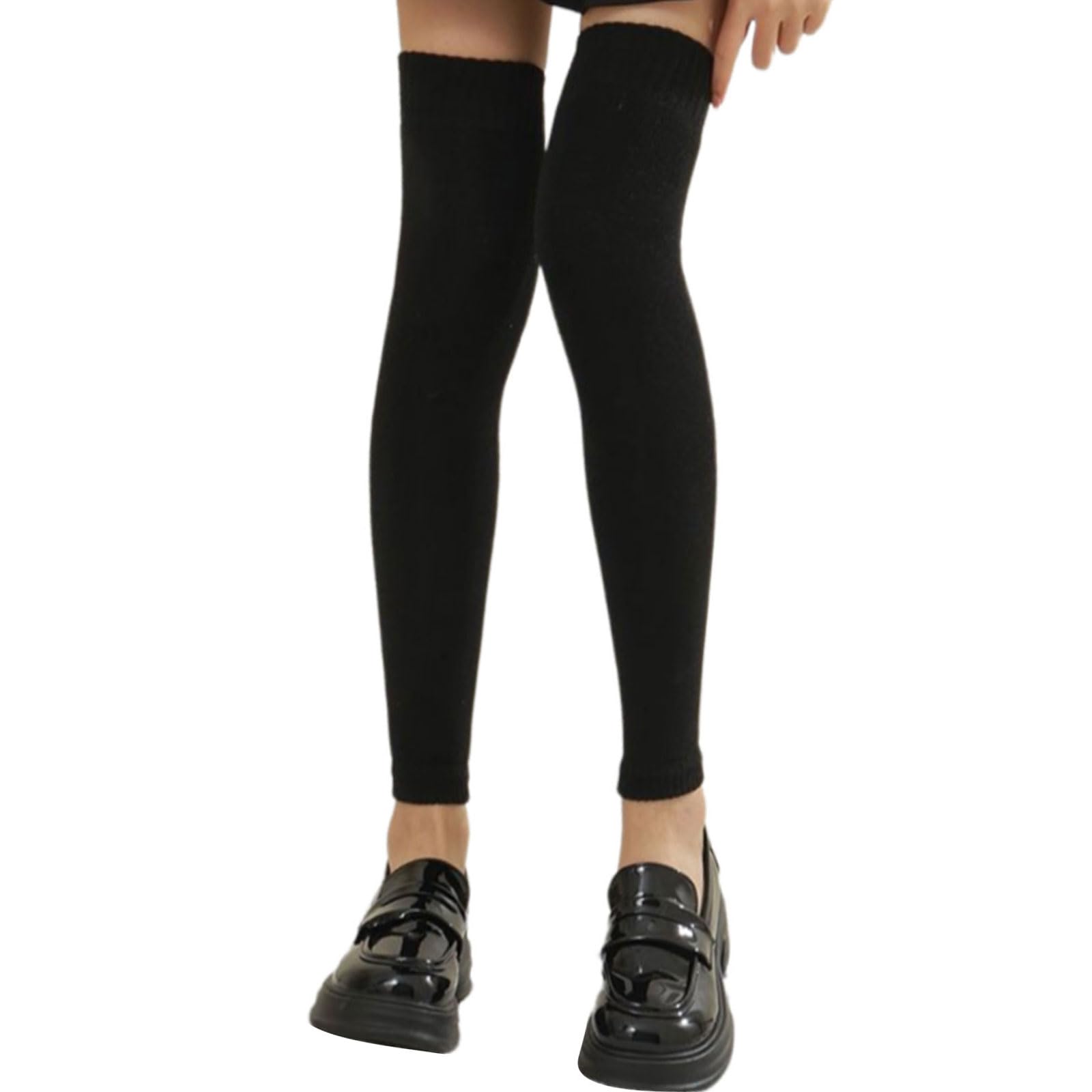 Jambières thermiques d'hiver élastiques confortables et extensibles au-dessus du genou pour femme par temps froid, activités intérieures et extérieures, jambières thermiques d'hiver