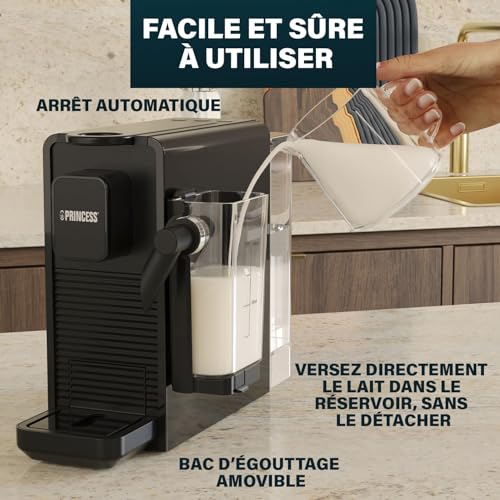 Machine à café capsules Nespresso compatible Princess Latte Pro automatique 20 bars