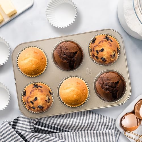 Glad Jumbo Muffin Pan Nonstick - Heavy Duty Metal Cupcake Tin with Large Baking Cups, Jumbo 6-Cup - image 6