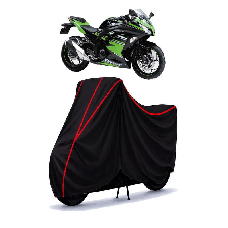 Image of Ninja 300 Standard Water Resistant Bike Cover for All Motorcycles & Rain | Heavy Duty Taffeta Fabric | UV Protection, Dustproof, Scratchproof | All Weather Two Wheeler Body Cover with Elastic Bottom