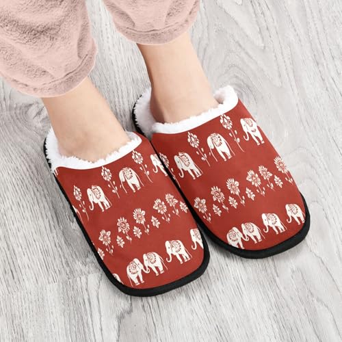 White Flowered Elephant Slippers For Women Men Soft Memory Foam Non-Slip Animal Winter Indoor House Shoes Travel Slipper4