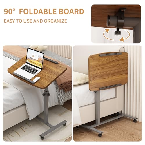 Image of Laptop Table Mobile Adjustable Height Portable Desk Notebook Swivel PC Computer Rolling Desk with Wheels, Laptop Stand for Couch Bedside Hospital Bed Table