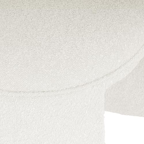 Image of HomePop 24 inch Quinn Modern Ottoman - Cream White Boucle