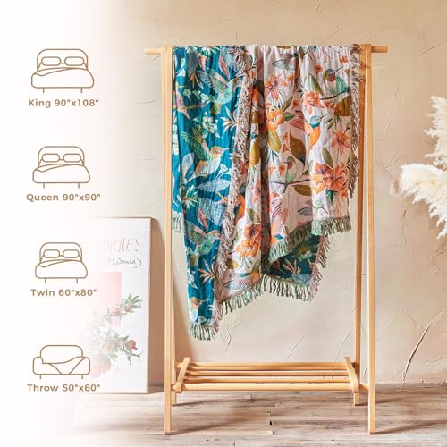 Image of LUTBM Boho Throw Blanket for Bed 60 inchx80 inch, 100% Cotton Soft Couch Blankets