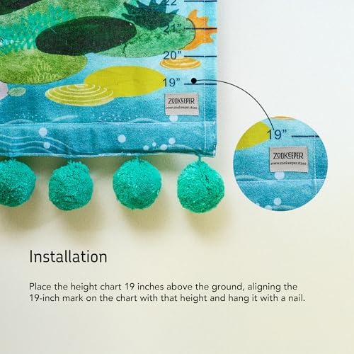 Image of ZOOKEEPER Height Chart for Kids (19 inch-72 inch) Premium Divers Durable Cotton Wall Hanging Growth Measuring Ruler for Baby Room, Nursery and Playroom Cute Home Wall Decor and Perfect Gift for Boys and Girls