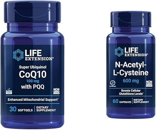 Life Extension Super Ubiquinol CoQ10 con PQQ, CoQ10, PQQ y N-acetil-L-cisteína (NAC), inmune, respiratorio, salud hepática